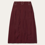 Stetson Twill Western Skirt Wine rivet accents at the base of the pockets rodeo
