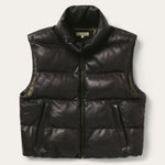 Stetson Oversized Leather Down Fill Vest dark brown leather down fill puffer vest womens western boutique Utah SKU 1107405397115BR