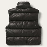 Stetson Oversized Leather Down Fill Vest zip front closure with zip up welt hip pockets