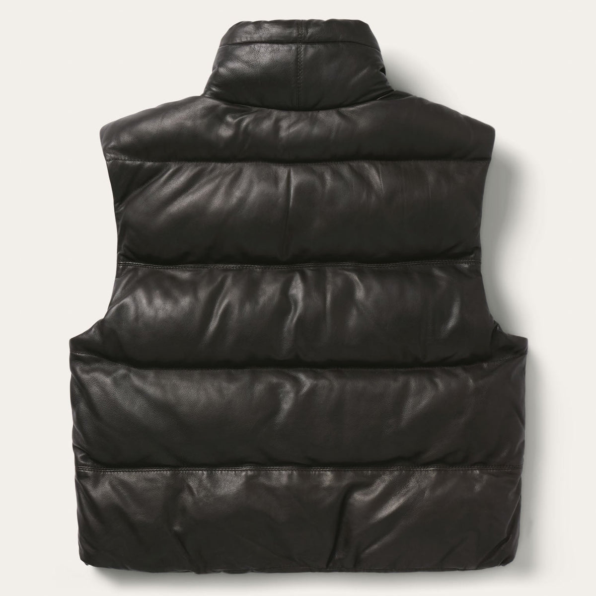 Stetson Oversized Leather Down Fill Vest zip front closure with zip up welt hip pockets