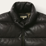 Stetson Oversized Leather Down Fill Vest fully lined interior with locker loop at center back neck