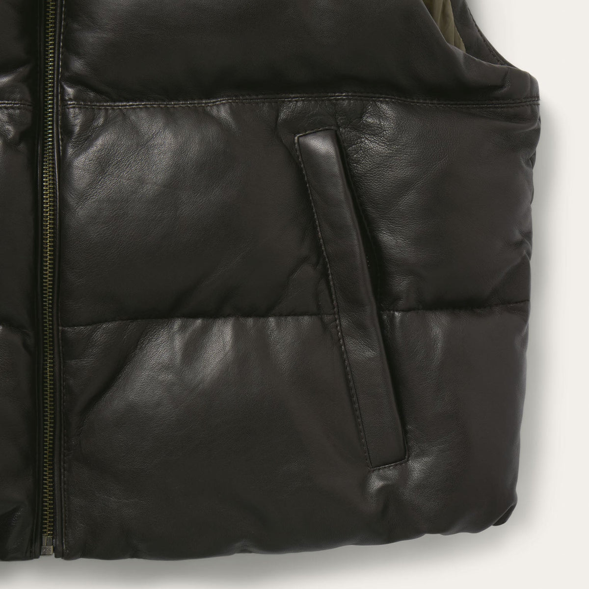 Stetson Oversized Leather Down Fill Vest chocolate brown leather puffer styled cowgirl Kamas