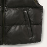 Stetson Oversized Leather Down Fill Vest chocolate brown leather puffer styled cowgirl Kamas