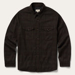 Stetson Western Plaid Shirt Jacket Dark Brown dark brown wool blend plaid shirt jacket mens western outerwear Utah SKU 1109701196106BR