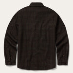 Stetson Western Plaid Shirt Jacket Dark Brown boxy lined shirt jacket cut for layering over a western shirt ranch wear
