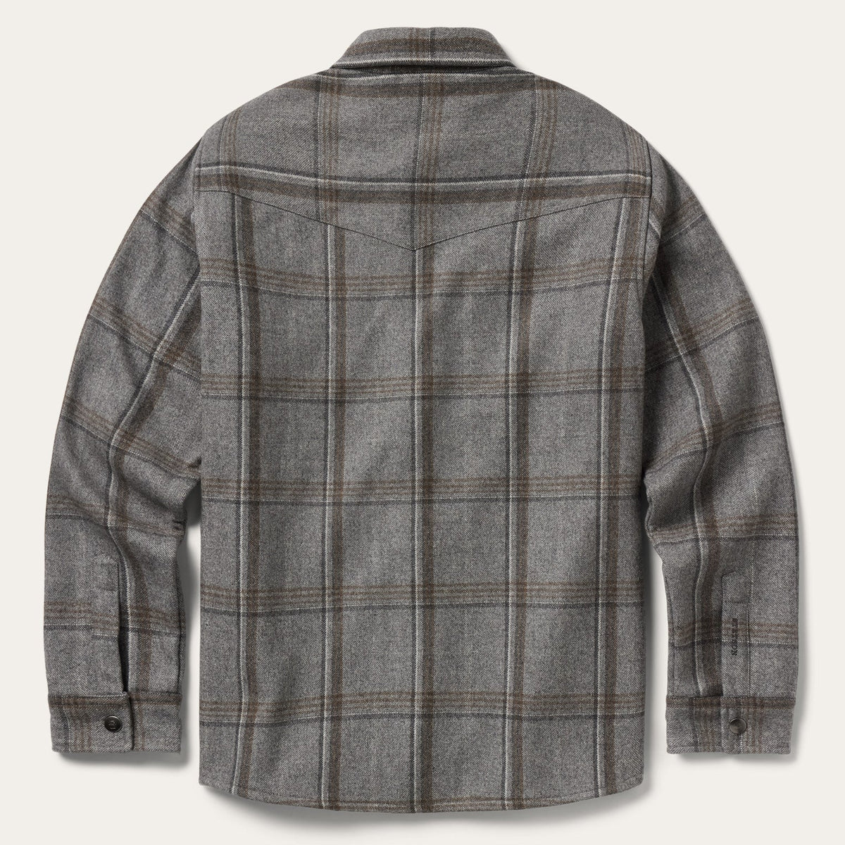 Stetson Windowpane Shirt Jacket Light Grey open chest pockets and side seam hand pockets cowboy
