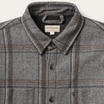 Stetson Windowpane Shirt Jacket Light Grey snap front with single snap cuffs and curved back yoke Kamas