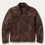 Stetson Leather Fringe Jacket brown leather western jacket with fringe yokes cowboy style Utah SKU 1109705396658BR