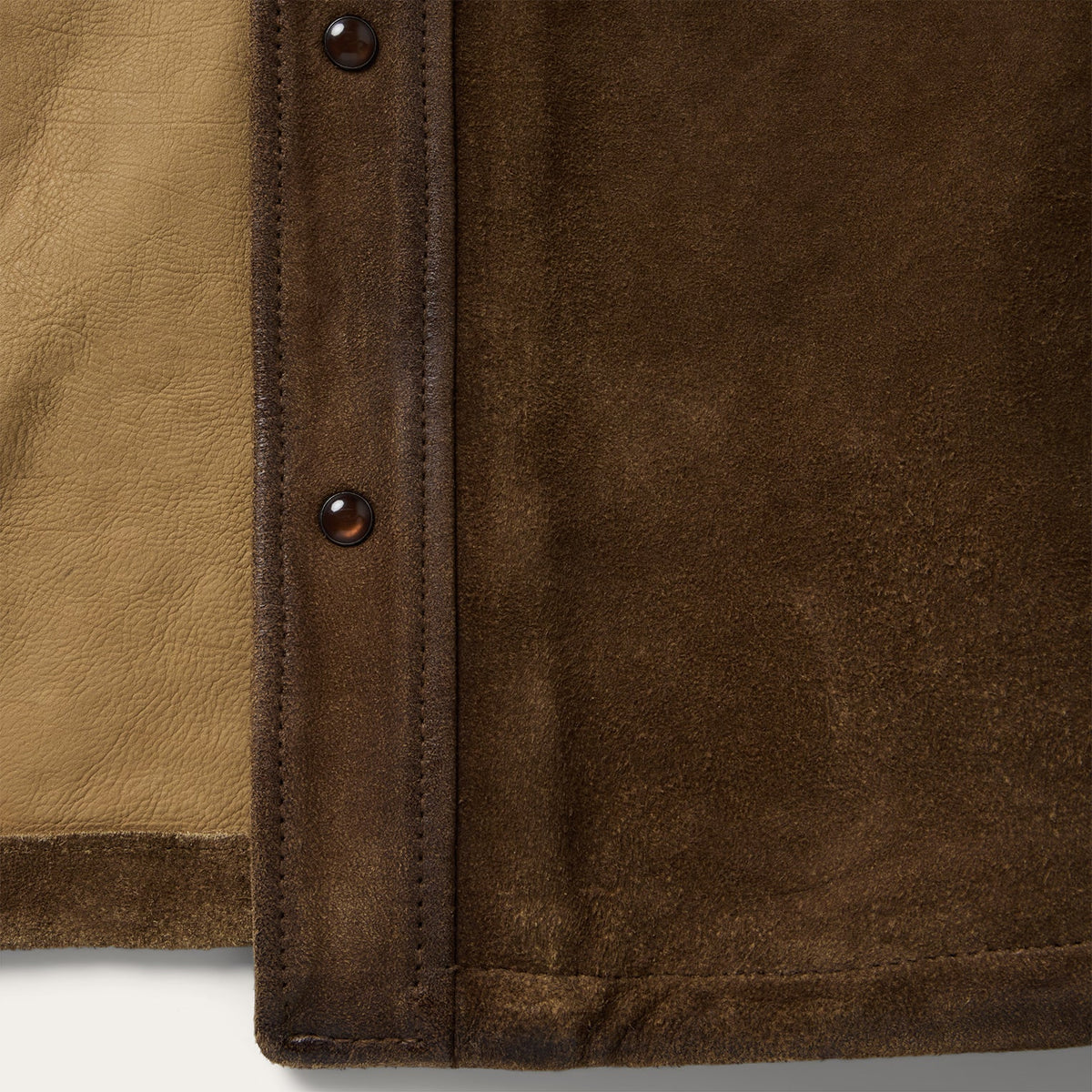 Stetson Mens Roughout Suede Brown Shirt Jacket two snap cuffs and self fabric locker loop