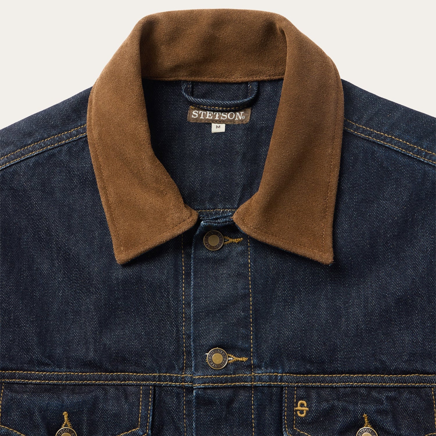 Stetson Suede Collar Raw Denim Jacket