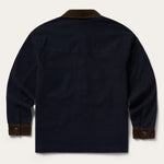 Stetson Corduroy Collar Canvas Barn Jacket Navy classic barn jacket silhouette with full button front placket womens western clothing
