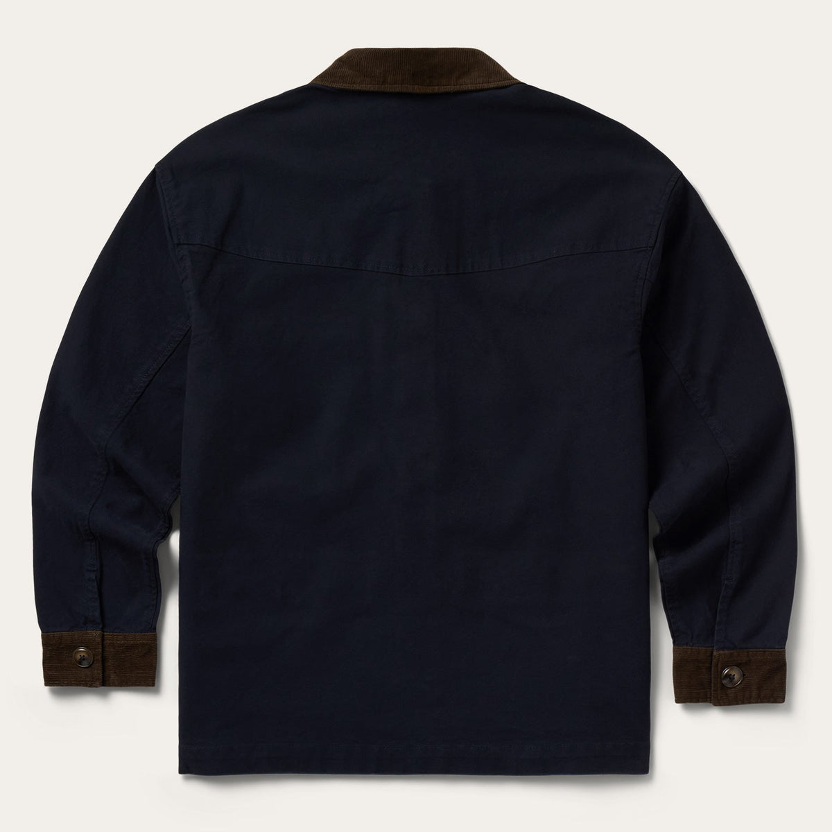 Stetson Corduroy Collar Canvas Barn Jacket Navy classic barn jacket silhouette with full button front placket womens western clothing