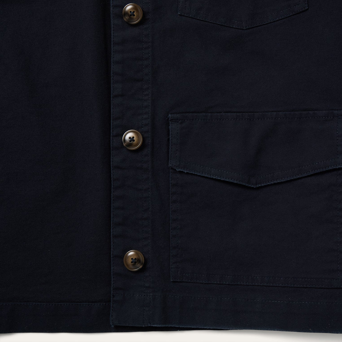 Stetson Corduroy Collar Canvas Barn Jacket Navy shallow single point back yoke on stretch cotton canvas Park City
