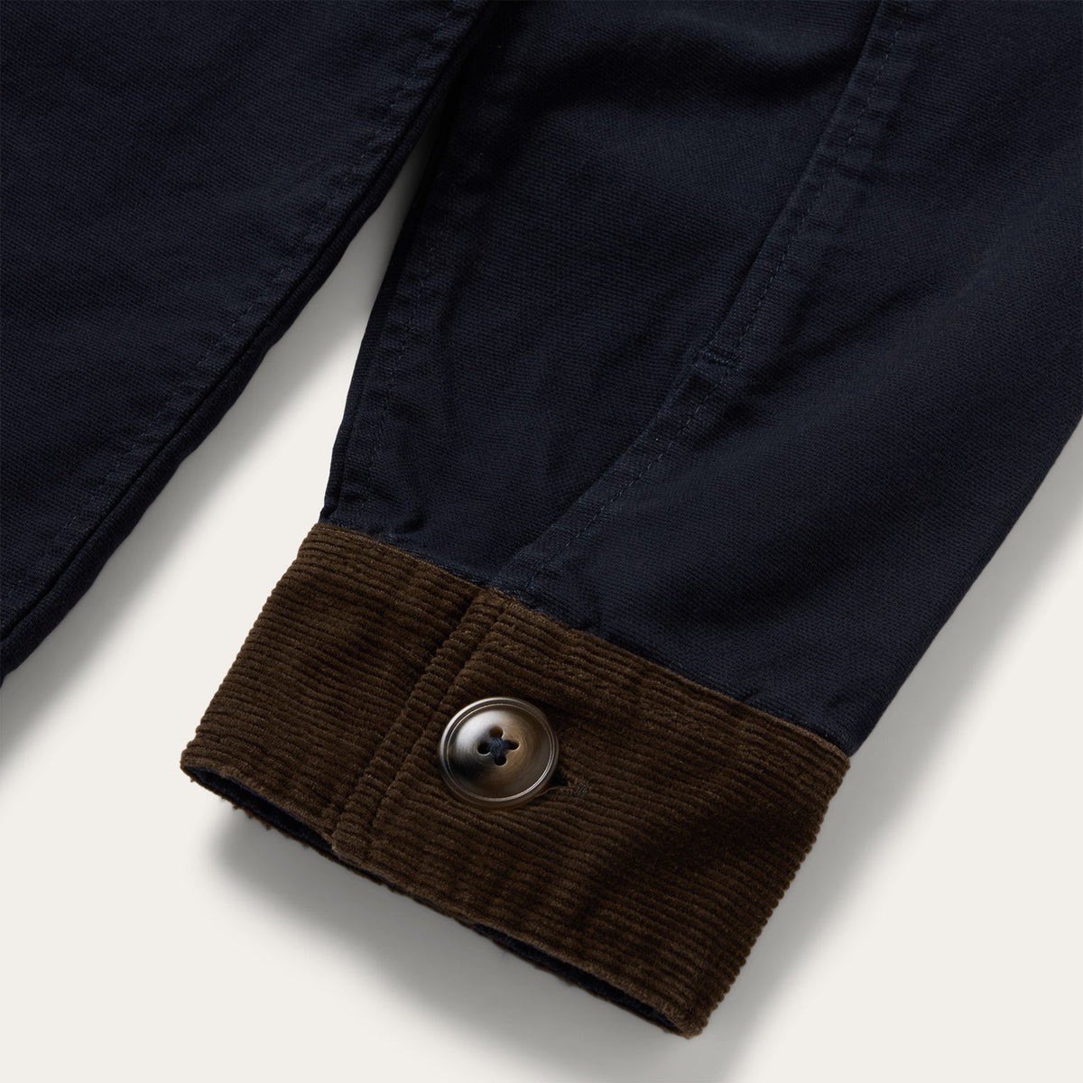 Stetson Corduroy Collar Canvas Barn Jacket Navy brown corduroy inside collar and cuffs everyday western outerwear rodeo