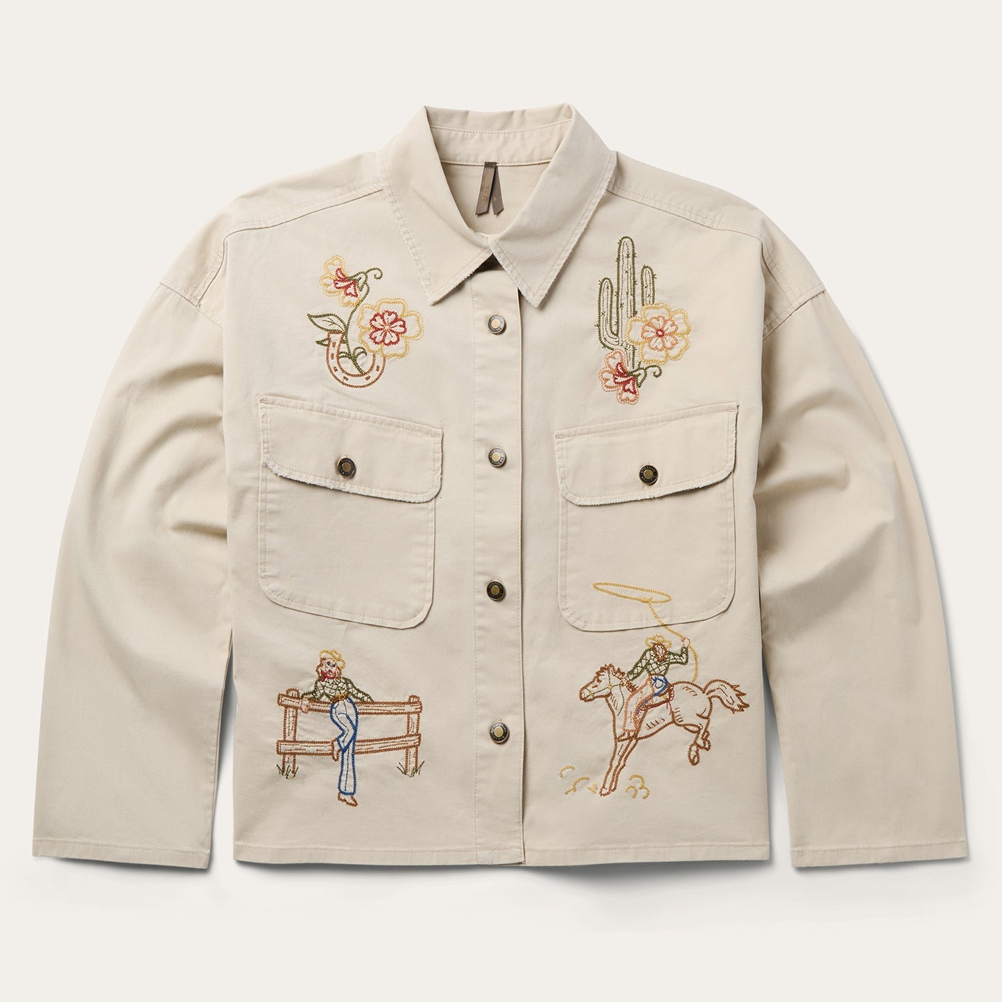 Stetson Embroidered Canvas Jacket 11-098-0565-7060 womens utility barn jacket cowboy embroidery popular fall 2025 western wear fashion Boltranchstore.com free shipping