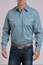 Stetson Mens Teal Tile Medallion Snap Shirt 1100104256042 new arrival free shipping Boltranchstore.com