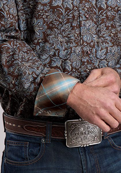 Stetson Mens Brown Snap Paisley Shirt