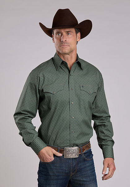 Stetson Mens Geo Print Western Shirt