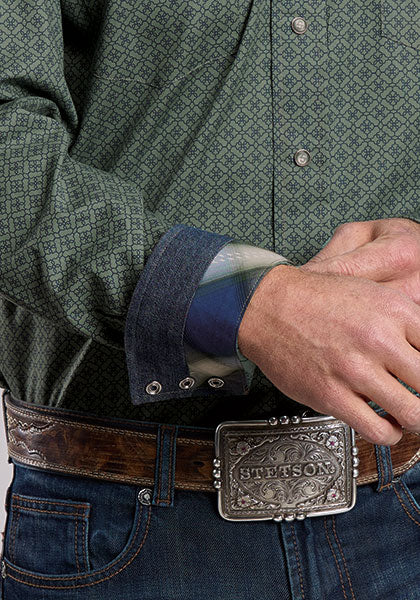 Stetson Mens Geo Print Western Shirt