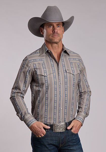Stetson Mens Chevron Wallpaper Stripe Shirt
