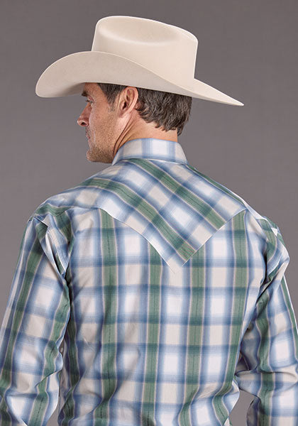 Stetson Mens Moss Dobby Plaid Shirt