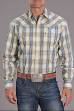 Stetson Classic Ombre Plaid Satin Stripe 11-001-0478-5029 mens western shirt stetson at Boltranchstore.com