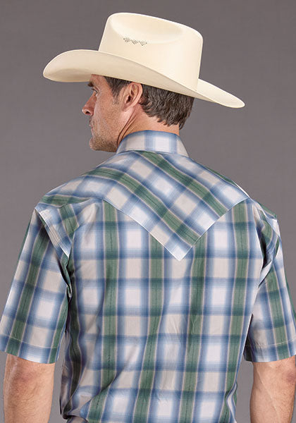 Stetson Mens Moss Dobby Plaid Shirt