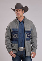 Stetson Mens Aztec Border Cardigan a zip up front sweater cardigan cowboy cardigan mens wool sweater