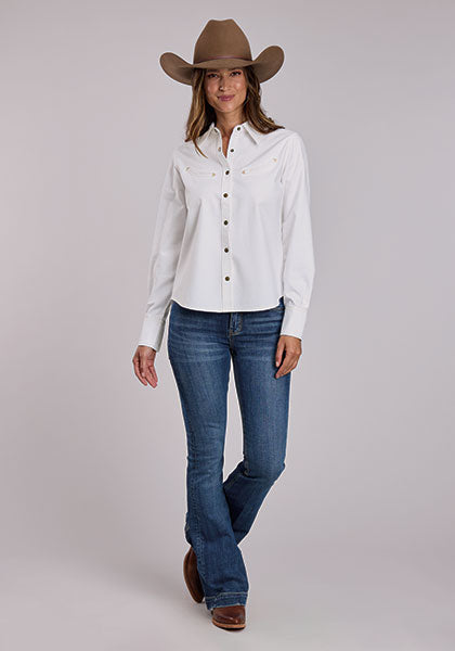 Stetson Womens White Denim Blouse