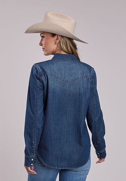 Stetson Womens Denim Loose Fitting Blouse