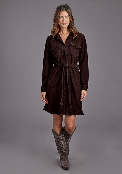 Stetson Womens Suede Shirt Dress -  Chocolate