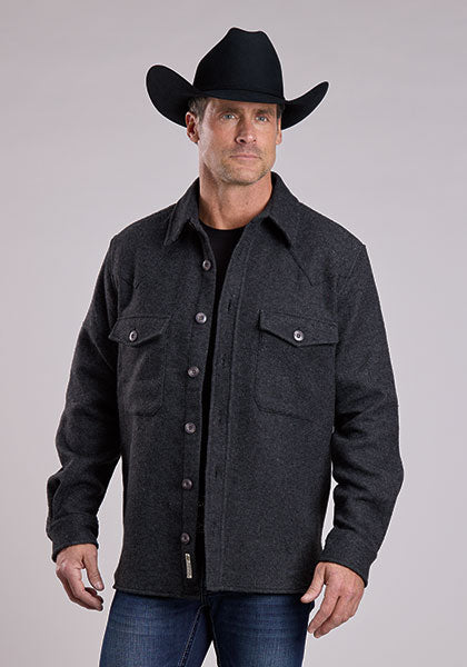 Stetson Mens Solid Wool Blend Shirt Jacket