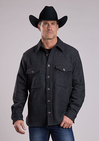Stetson Mens Solid Wool Blend Shirt Jacket