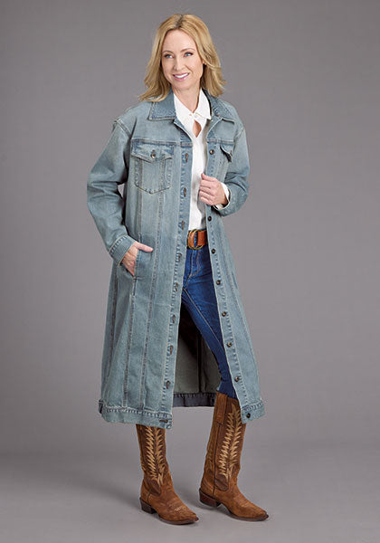 Stetson Womens Stetch Long Denim Jacket - LT Blue  