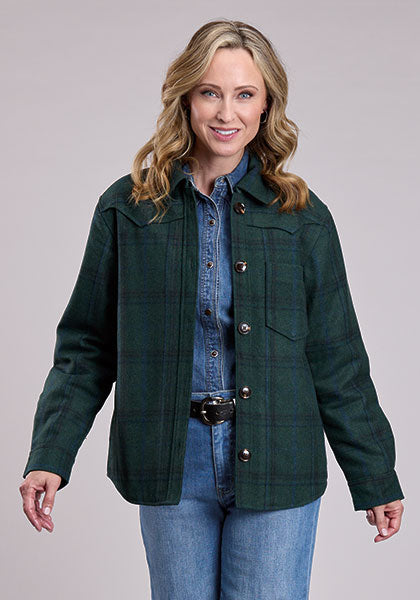Stetson Womens Green Plaid Shirt Jacket