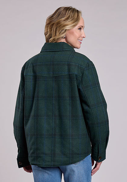 Stetson Womens Green Plaid Shirt Jacket