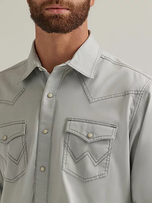 Wrangler Mens Retro® Premium LS Snap Shirt - Silver Gray