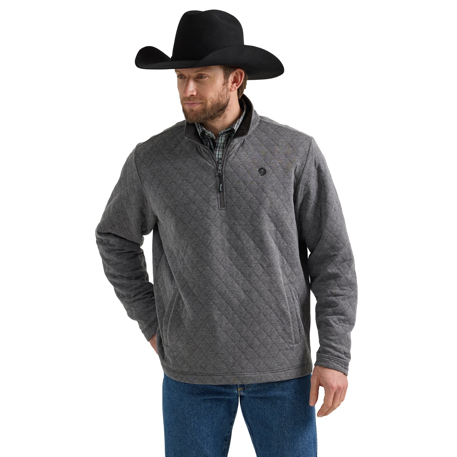 Wrangler Mens George Strait Qtr Zip Quilted Pullover