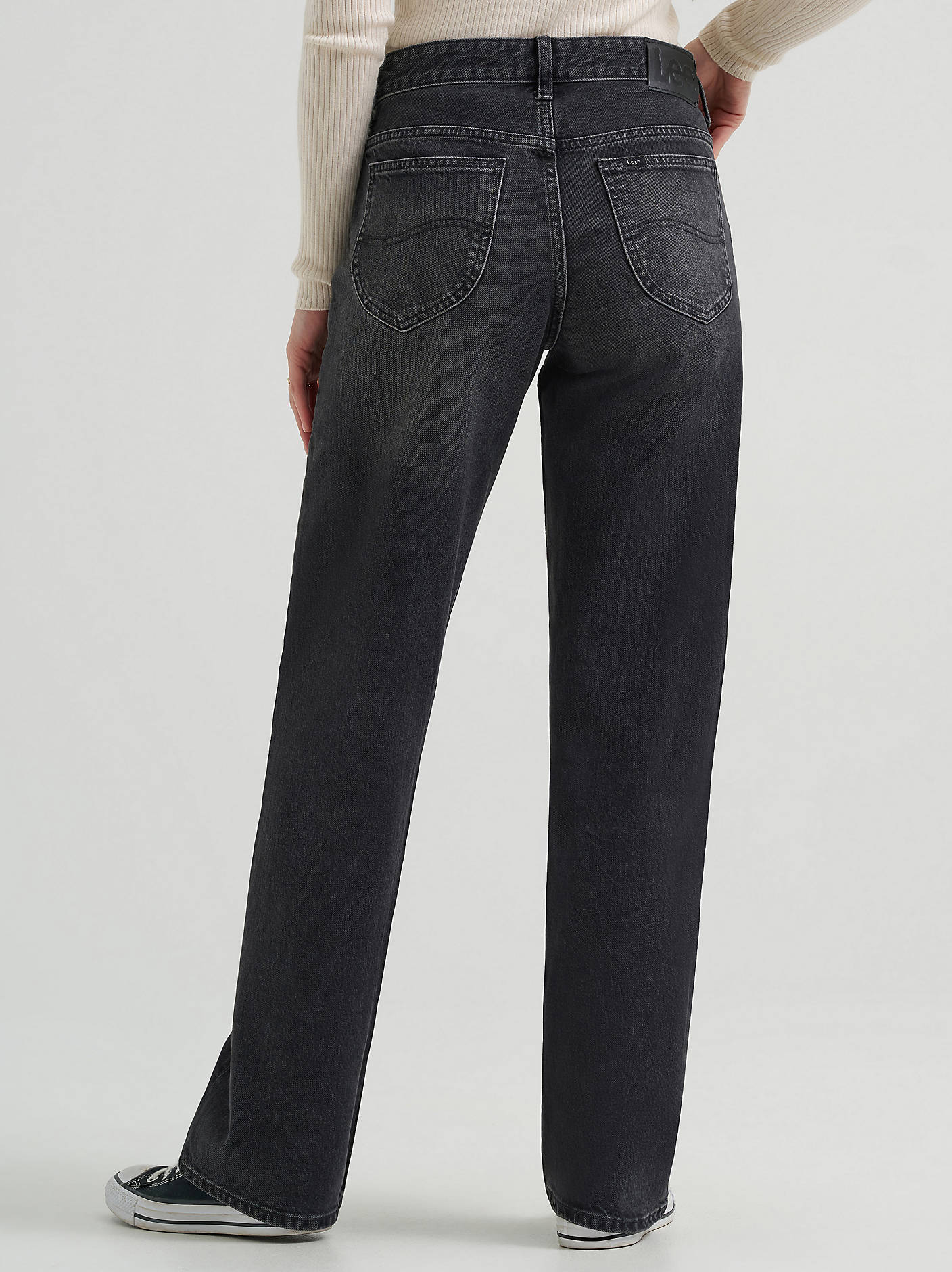 Lee Womens Loose Straight Rider Jean In Charred Black