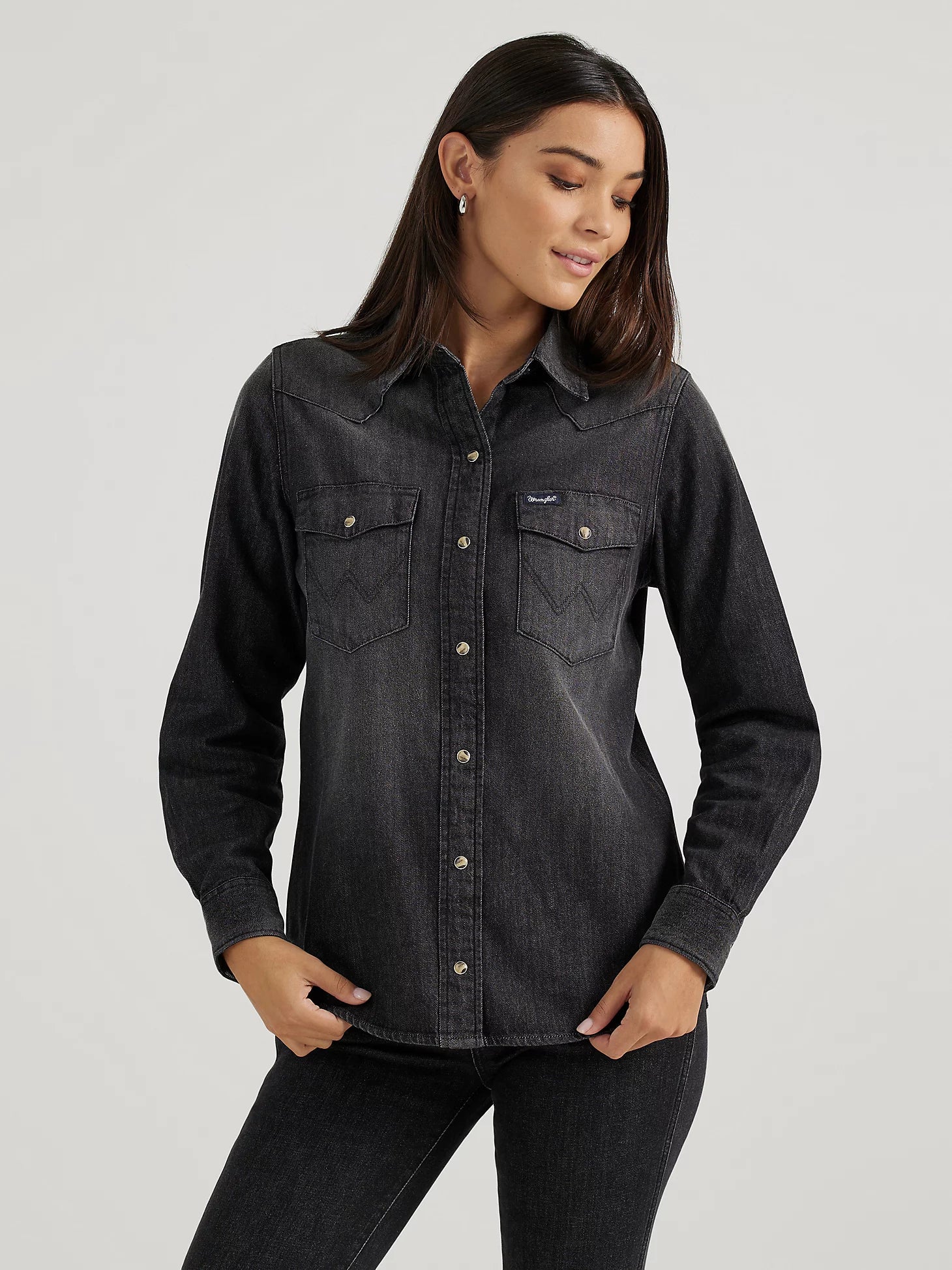 Wrangler Womens LS Denim Cowboy Shirt - Black