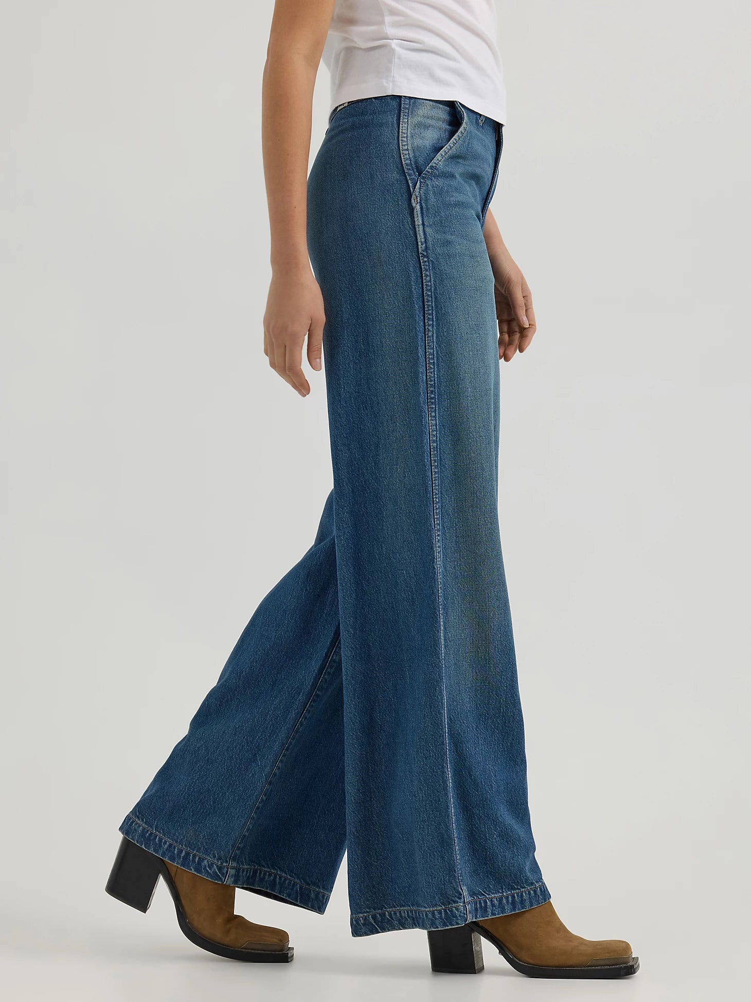 Wrangler Womens High Rise Trouser - Grease Blue