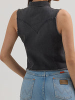 Wrangler Womens Frayed Denim Crop Snap Tank perfect womans attire for the rodeo