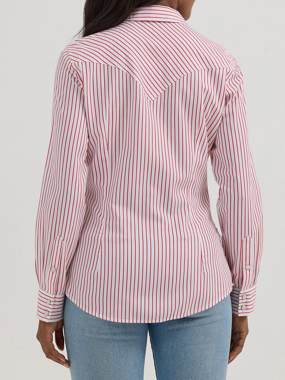 Wrangler Womens Red Strip Snap Shirt womens western wear from your favorite western boutique, Bolt Ranch Store.