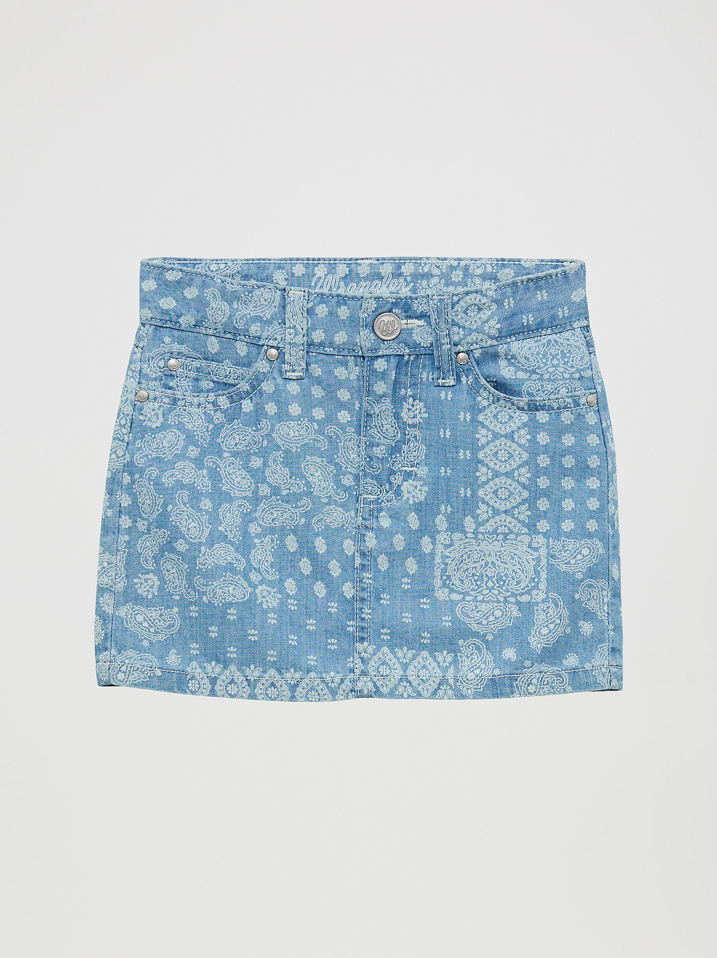 112365087 Wrangler Girls  West Retro Skirt Elaina kids toddler girls western mini skirt denim at Boltranchstore.com