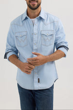 Men's Wrangler Retro Premium Western Snap Solid Shirt 112365625 Mens denim at Boltranchstore.com