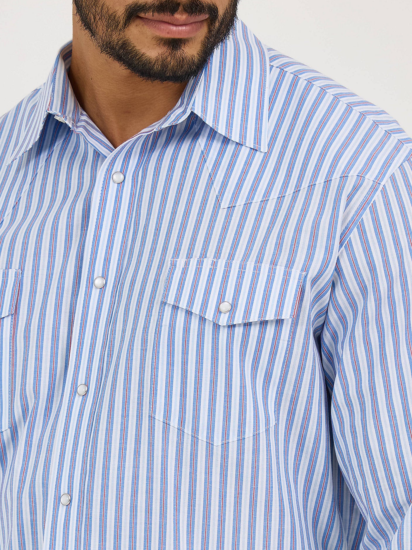 Wrangler Mens Wrinkle Resist Western Snap Stripe Shirt