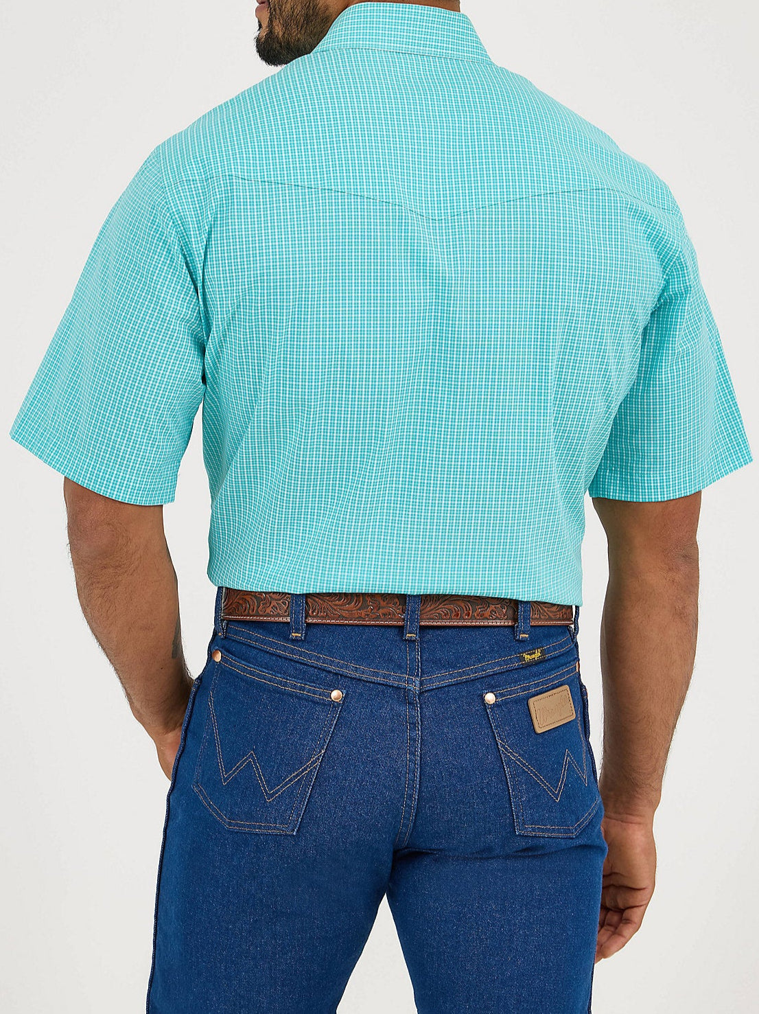 Wrangler Mens WR Snap Shirt in Bright Turquoise order today at boltranchstore.com