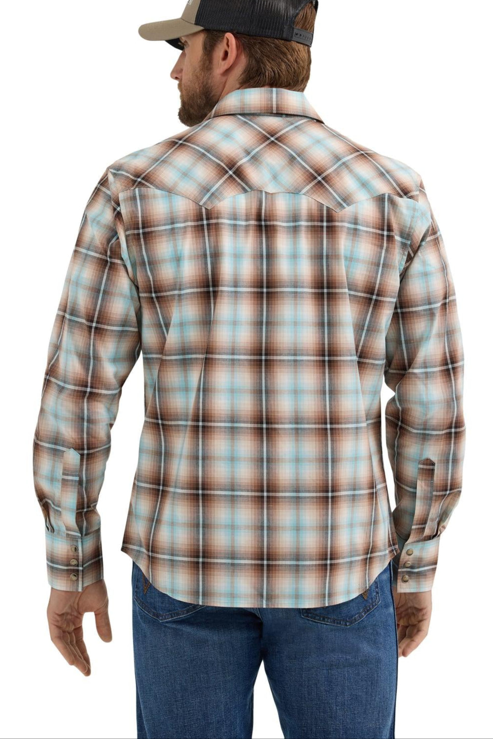 MV22503E Mens Wrangler plaid western long sleeve shirt at Boltranchstore.com