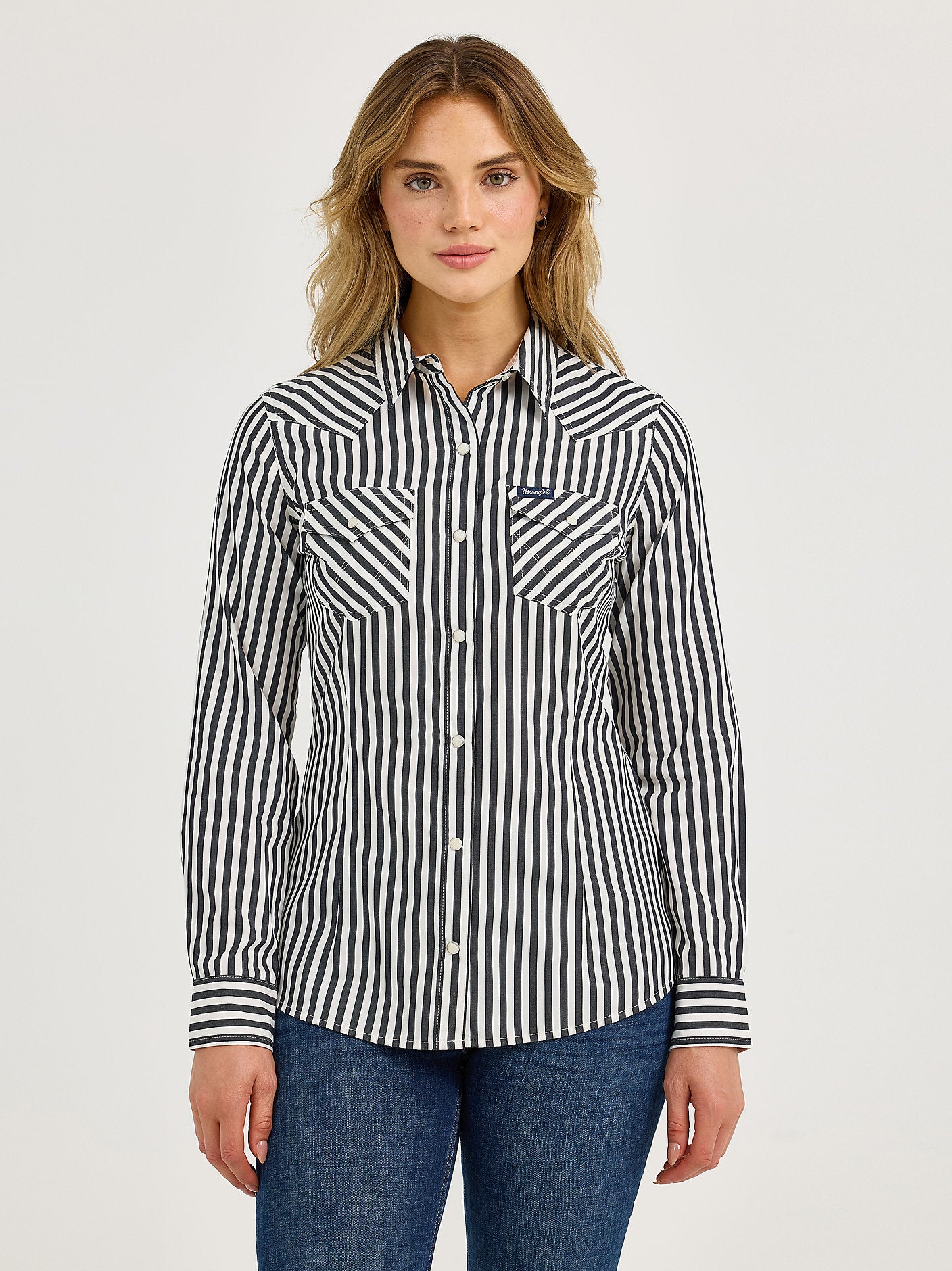Wrangler Womens Dress Snap Stripe Shirt