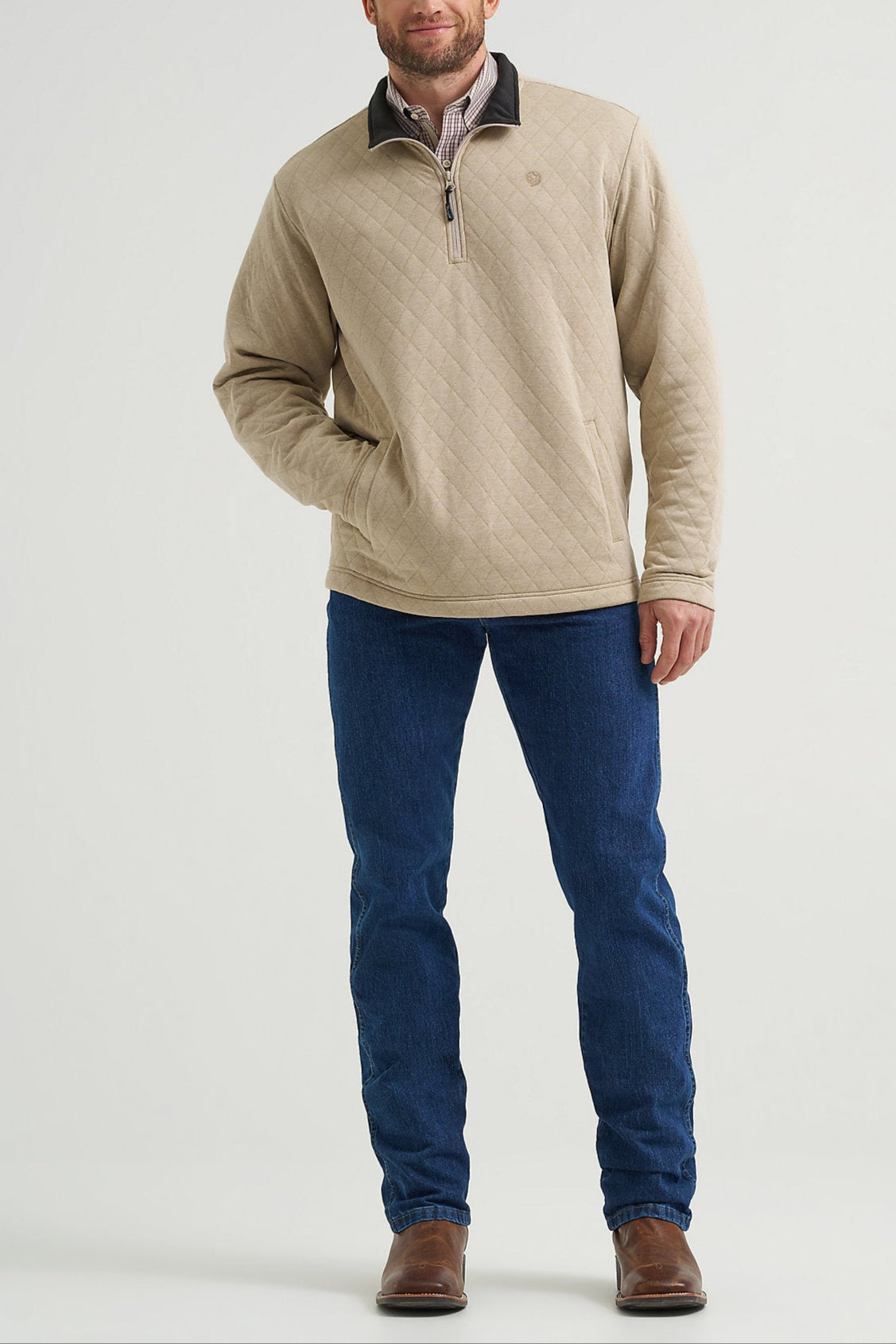 Mens George Strait Quarter Zip Quilted Pullover